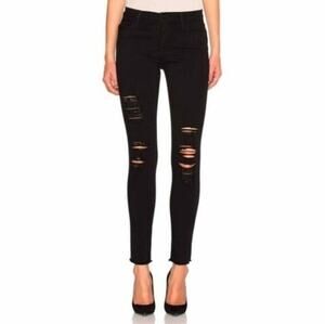 Frame Denim Black Le High Skinny Distressed Raw Hem Jeans Women's 27
